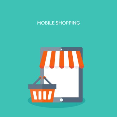 Vector illustration. Flat header. Shopping. E- store. Global communication and trading. Web business. E-commerce ,money making. Internet banking.