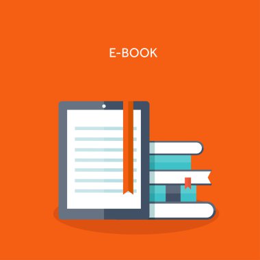 Vector illustration. E-book.  Flat backgrounds set. Distance education ,learning. Online courses and web school. Knowledge ,information. Study process. E-learning.