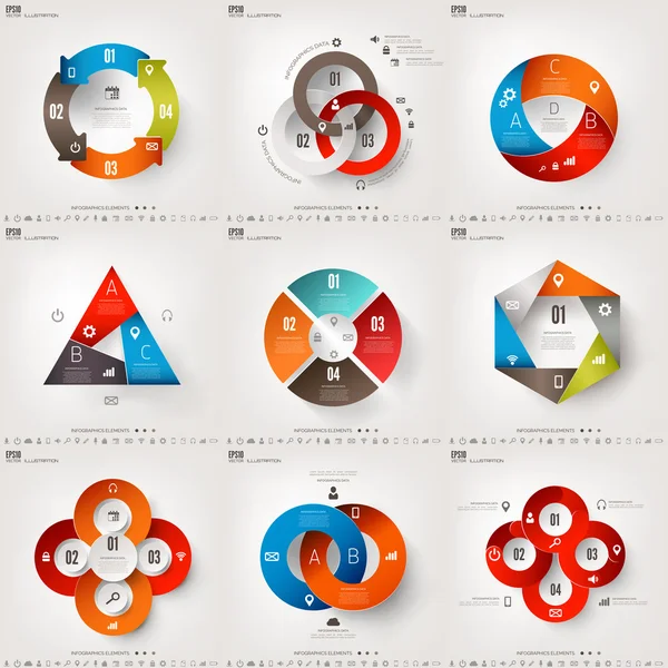 Ilustración vectorial. Conjunto de infografía. Plantilla de diagrama o gráfico con pasos. Proceso de información comercial y visualización de datos. Gráfico . — Vector de stock