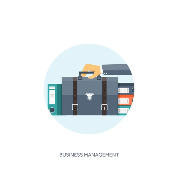 Vector illustration. Flat portfolio with hand and office folder. Paperwork, business ,routine. — 스톡 벡터