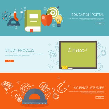 Vektör çizim. Düz arka plan ayarlayın. Uzaktan eğitim, öğrenme. Online Kurslar ve web okul. Bilgi, bilgi. İşlem çalışma. E-öğrenme.