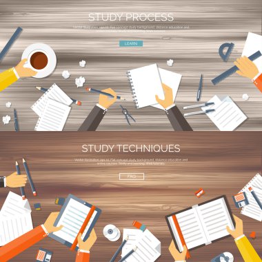 Vektör çizim. Düz arka plan ayarlayın. Uzaktan eğitim, öğrenme. Online Kurslar ve web okul. Bilgi, bilgi. İşlem çalışma. E-öğrenme.