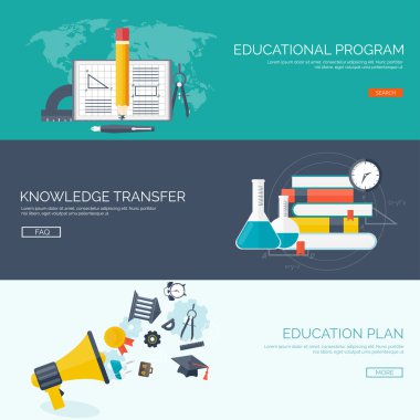 Vektör çizim. Düz arka plan ayarlayın. Uzaktan eğitim, öğrenme. Online Kurslar ve web okul. Bilgi, bilgi. İşlem çalışma. E-öğrenme.