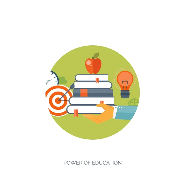 Vectorillustratie. Platte achtergronden instellen. Onderwijs op afstand, learning. Online cursussen en web school. Kennis, informatie. Studie proces. E-learning. — Stockvector