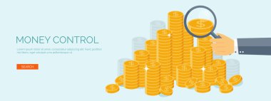 Flat vector illustration background. Money and money making. Web payments. World currency. Internet store, shopping. Pay per click. Business.