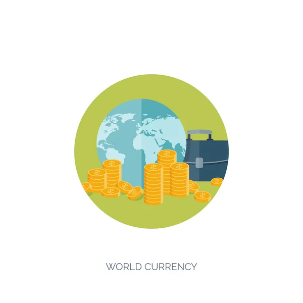 Flat vector illustration background. Money and money making. Web payments. World currency. Internet store, shopping. Pay per click. Business. — ストックベクタ