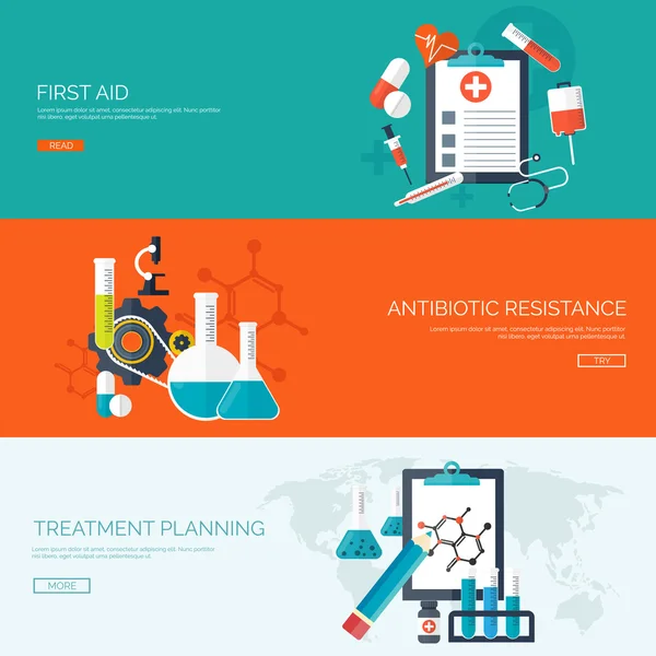 Векторная иллюстрация. Плоское медицинское образование. Здравоохранение, первая помощь, исследования, кардиология. Медицина, учеба. Химическая промышленность, аптека . — стоковый вектор