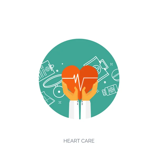 Ilustración vectorial. Fondo médico plano. Atención médica, primeros auxilios, investigación, cardiología. Medicina, estudio. Ingeniería química, farmacia . — Archivo Imágenes Vectoriales