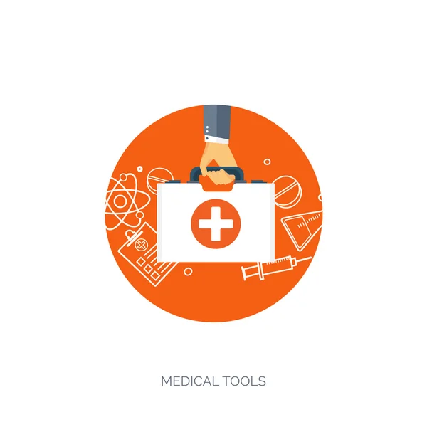 Vector illustration. Flat medical background. Health care ,first aid, research ,cardiology. Medicine ,study. Chemical engineering ,pharmacy. — 图库矢量图片