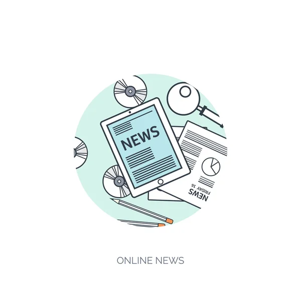 Online news. Biuletyn, informacje. — Wektor stockowy