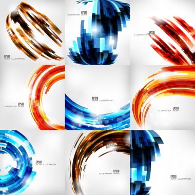 Soyut çizgili afiş ile ayarlayın. Dijital hatları, çizgili.