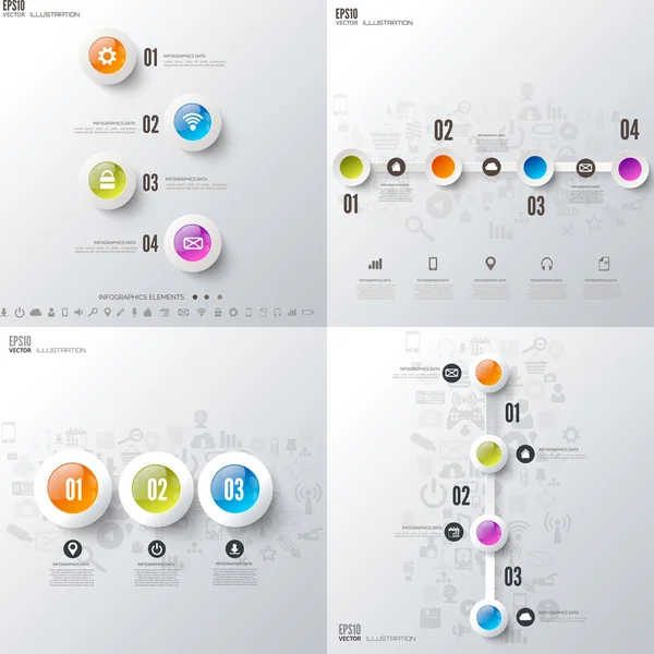 Set con infografías. Visualización de datos e información. Plantilla . — Vector de stock