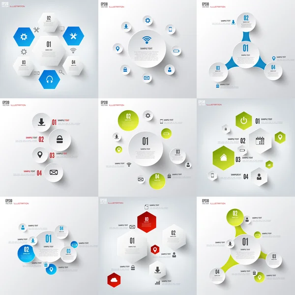 Set met infographics. Visualisatie van gegevens en informatie. Sjabloon. — Stockvector