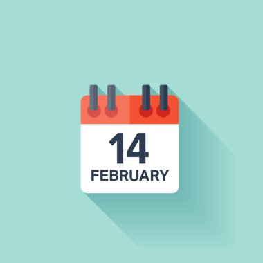Şubat 14, takvim simgesini. Sevgililer günü. Seviyorum. Tarihi.