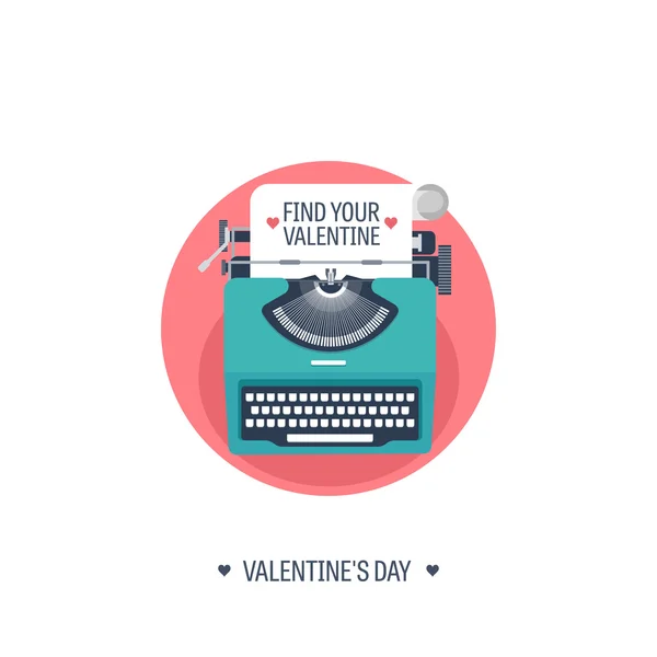 Valentines day icon with typewriter — Stock Vector