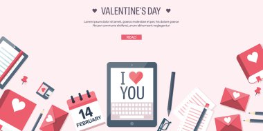 tablet, love messages with hearts