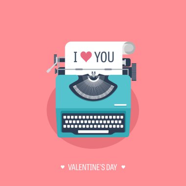 typewriter with I love you message