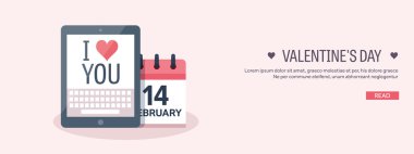 Love Message on tablet. Valentines day.