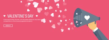 hand holding loudspeaker with hearts