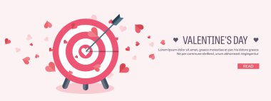 Vector illustration. Flat background with target. Love, hearts. Valentines day. Be my valentine. 14 february.