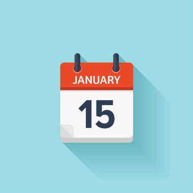 January 15. Vector flat daily calendar icon. Date and time, day, month. Holiday.