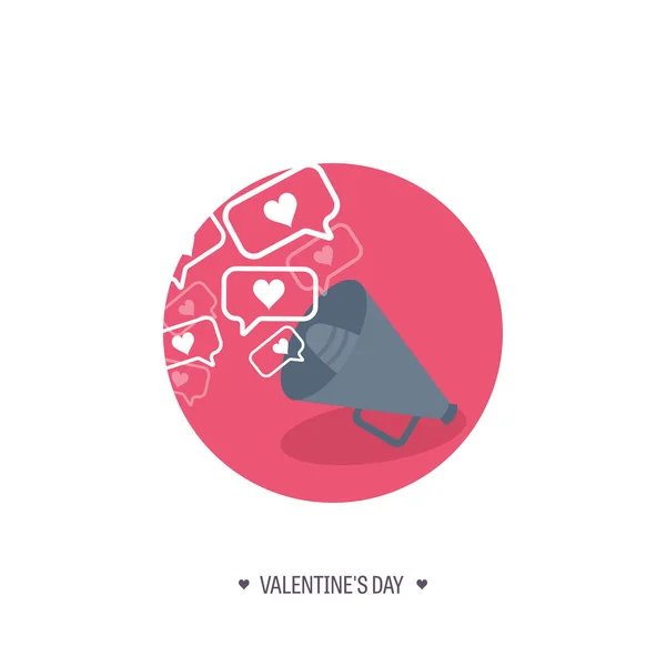 Vektoros illusztráció. Lapos háttér hangszóró. Szerelem, a szívek. Valentin-nap. Kell az én-m Valentin. február 14-én. Üzenet. — Stock Vector