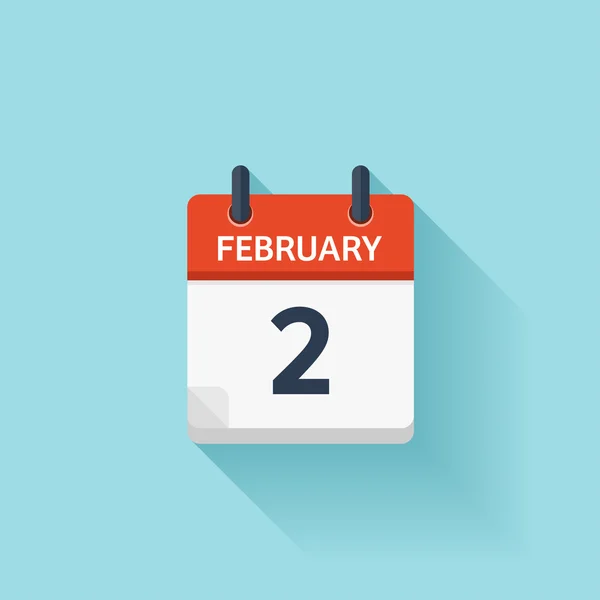 February 2. Vector flat daily calendar icon. Date and time, day, month. Holiday. — 스톡 벡터