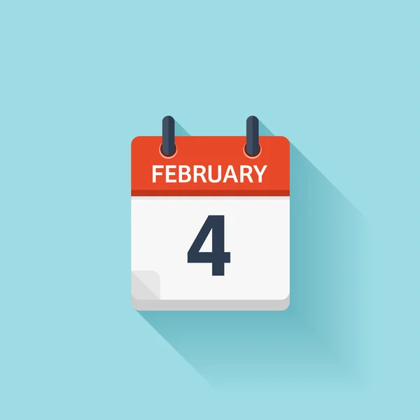 February 4. Vector flat daily calendar icon. Date and time, day, month. Holiday. — Stock Vector