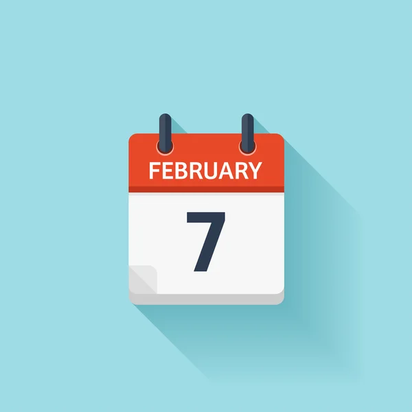 February 7. Vector flat daily calendar icon. Date and time, day, month. Holiday. — Διανυσματικό Αρχείο