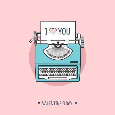 Vektör çizim. Düz arka plan daktilo ile. Aşk, kalpleri. Sevgililer günü. Benim sevgilim olmak. 14 Şubat.