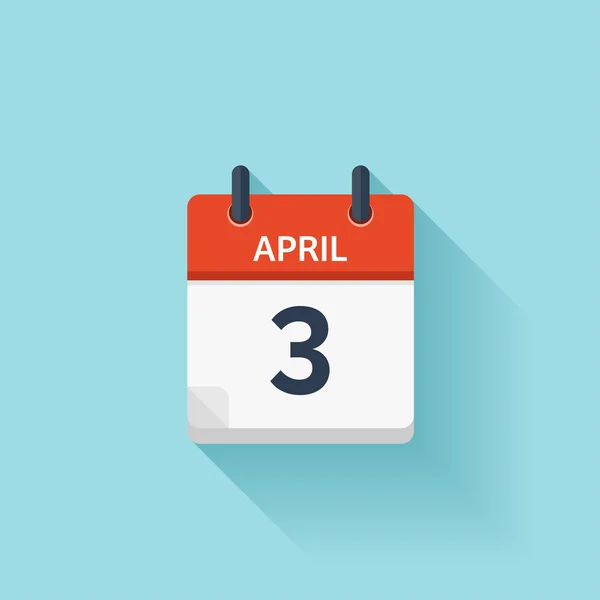 April 3. Vector flat daily calendar icon. Date and time, day, month. Holiday. — 图库矢量图片