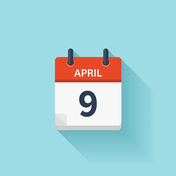 April 9. Vector flat daily calendar icon. Date and time, day, month. Holiday. — 图库矢量图片