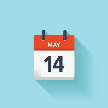 14 Mayıs. Düz günlük takvim simgesini vektör. Tarih ve saat, gün, ay. Tatil.