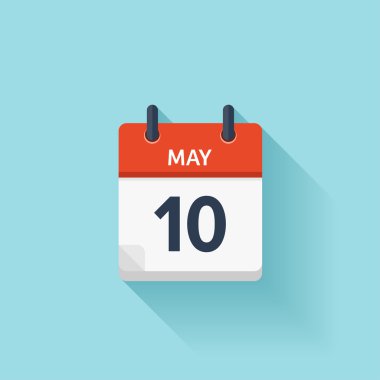 10 Mayıs. Düz günlük takvim simgesini vektör. Tarih ve saat, gün, ay. Tatil.