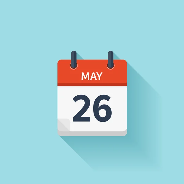 26 maja. Wektor mieszkanie codziennie ikonę kalendarza. Data i czas, dzień, miesiąc. Wakacje. — Wektor stockowy