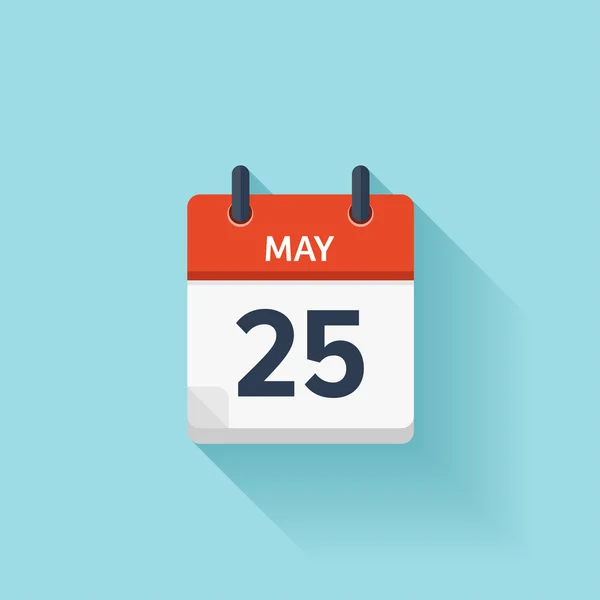25 мая. Векторный плоский ежедневный календарь. Дата и время, день и месяц. Праздник . — стоковый вектор
