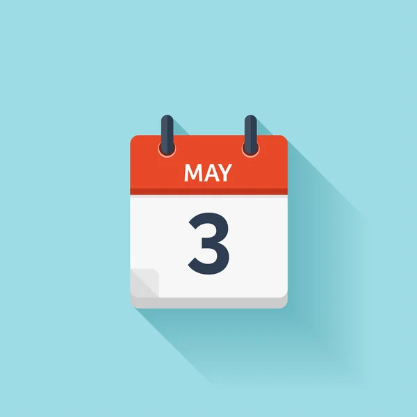 3 de Maio. Vetor plana ícone do calendário diário. Data e hora, dia, mês. Férias . — Vetor de Stock