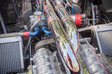 Customized muscle car engine displayed 