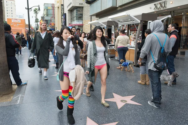 Young women without pants in Hollywood in the  