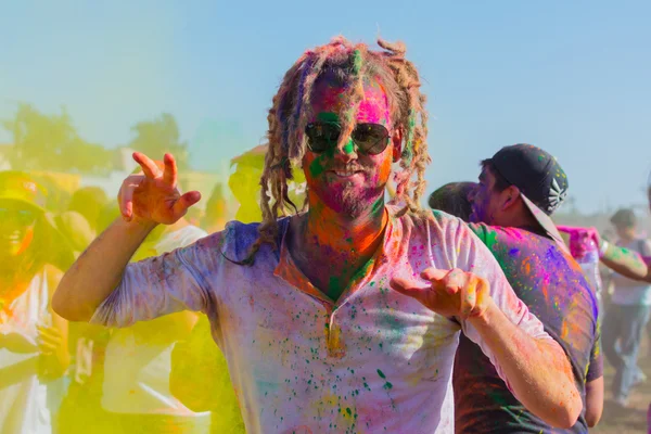 Unknown man with painted face — Stock Photo, Image