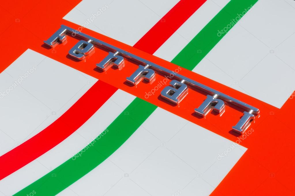 Pasadena, CA - USA - April 26, 2015: Ferrari Logo on display at the 8th Annual Ferrari Concorso car event