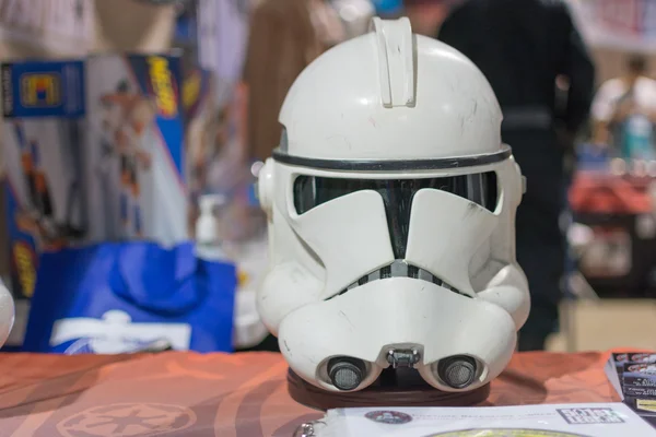 Star Wars Storm Trooper helmet on display — Stok fotoğraf