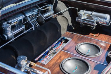 Car sound system detail on display