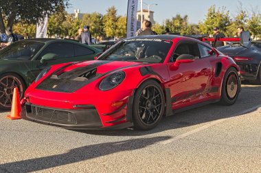 Los Angeles, California, ABD, 12 Ekim 2025 Porsche GT3 RS arabası Superecar Sunday etkinliği sırasında sergileniyor.