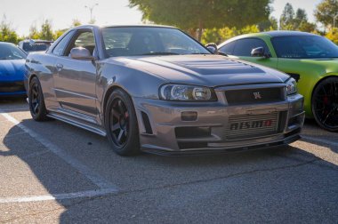 Los Angeles, California, ABD, 12 Ekim 2025 Nissan Skyline GT-R arabası Superecar Sunday etkinliği sırasında sergileniyor.