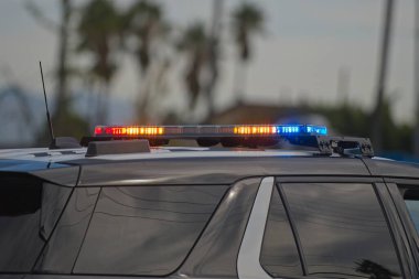 Los Angeles, California, ABD, 11 Kasım 2025 San Fernando Vadisi Gaziler Günü 'nde polis ışığı.