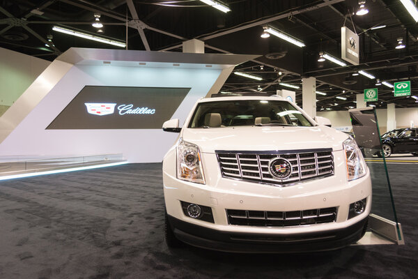 2015 Cadillac SRX SUV on display.