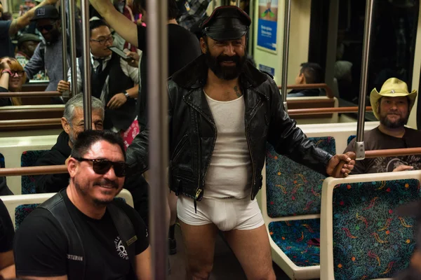 Man without pants on the subway — Stock Fotó