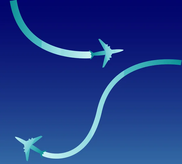 Due aerei e linee — Vettoriale Stock