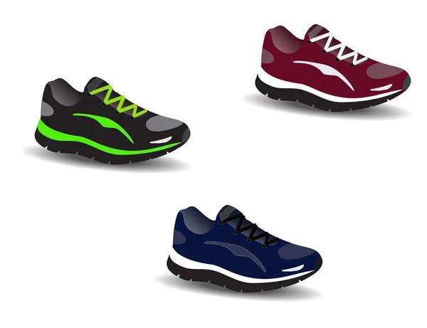 Drie sportschoenen — Stockvector